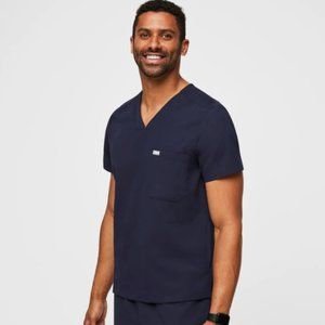 Figs Navy Blue Mens Scrub Top